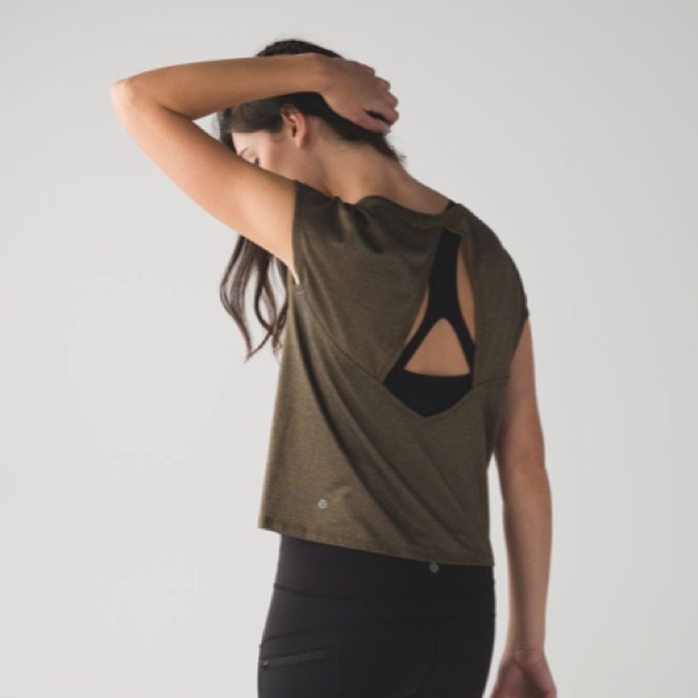 NWOT Sweaty Or Not Crop Tee In Heathered Gold